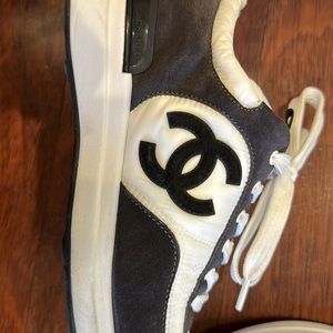 Chanel black and white sneakers